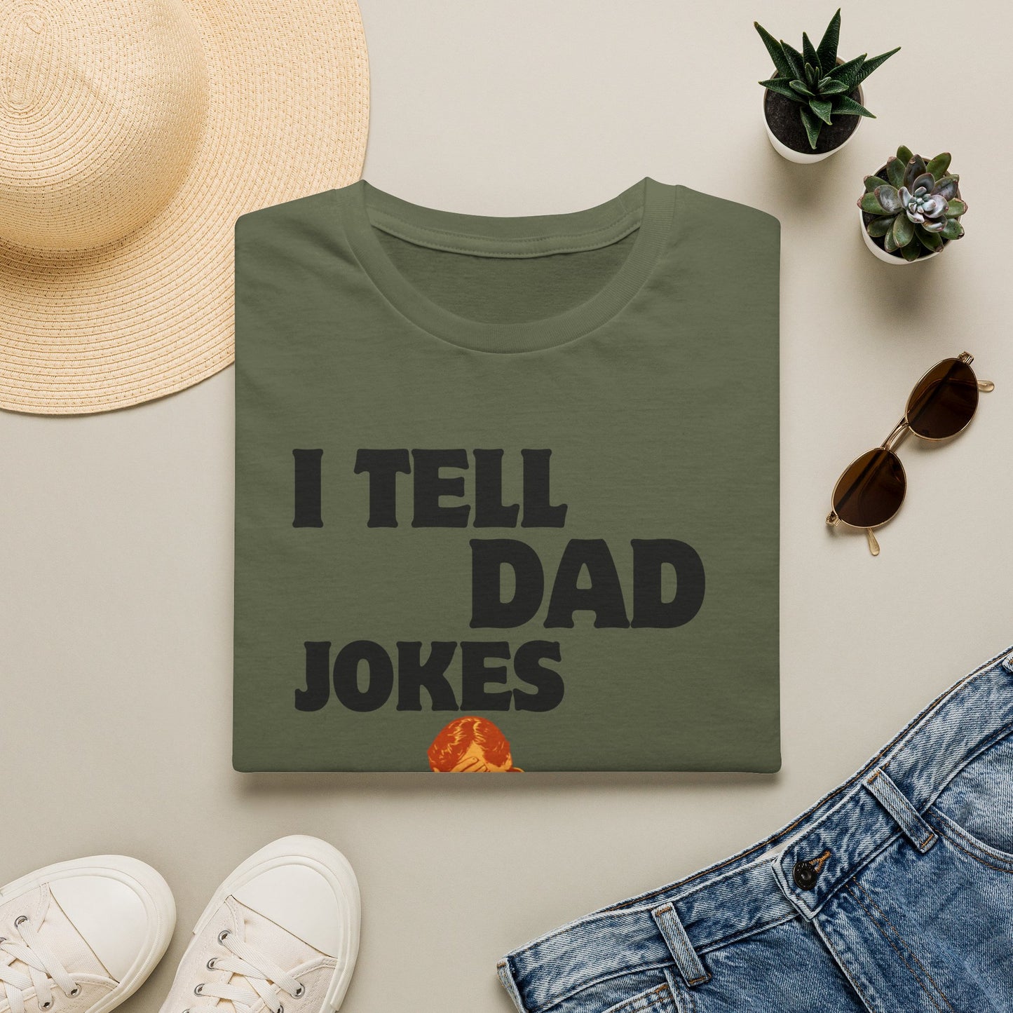 I Tell Dad Jokes shirt | Funny Dad Joke Tee with Facepalm Illustration