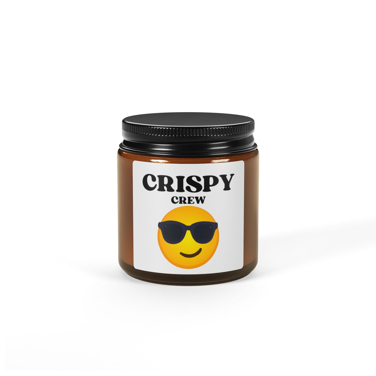 Crispy Crew Scented Soy Candle - Amber Jar, Relaxing Home Decor, Emoji Gift, Party Favors, Self-Care Essentials
