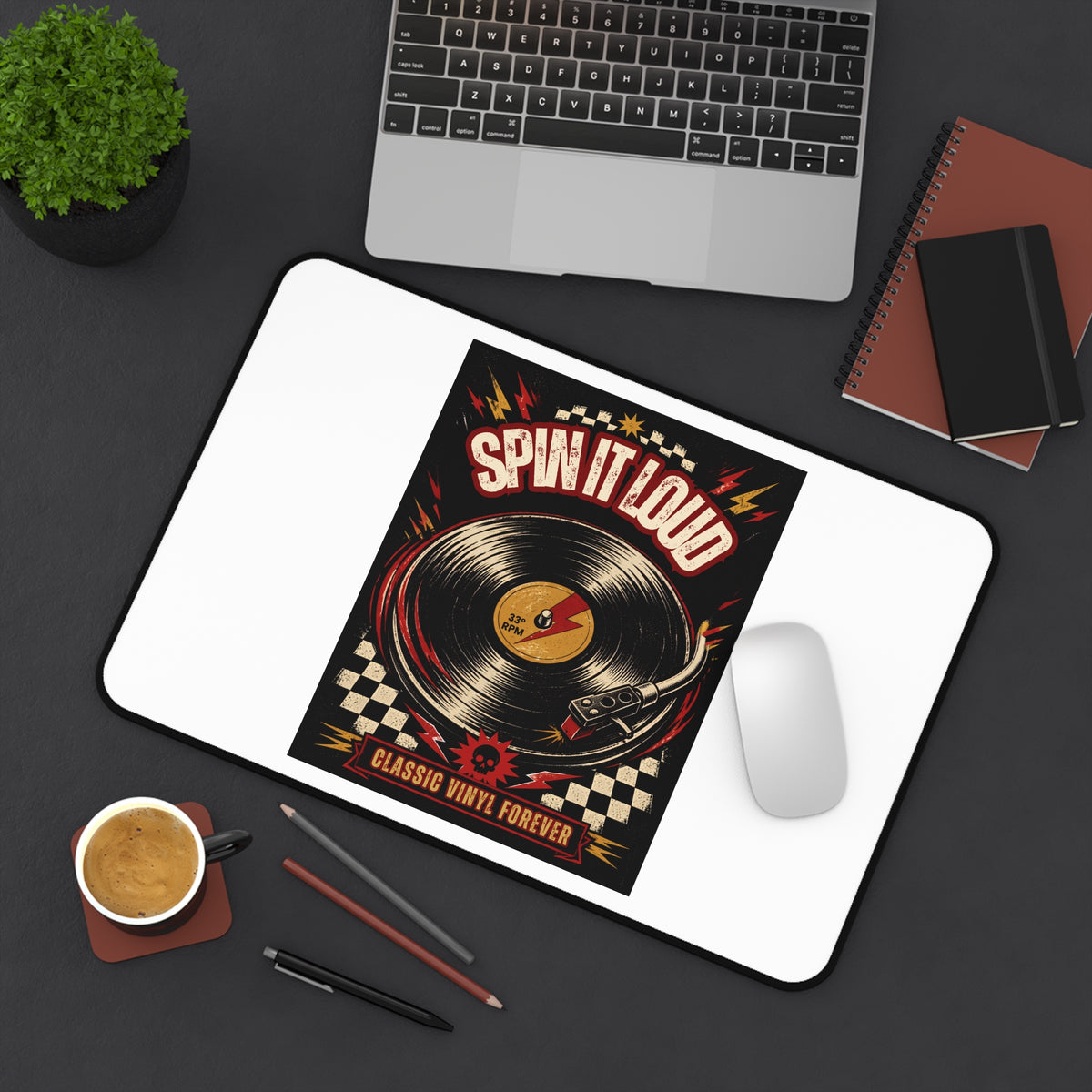 Spin It Loud Record Player desk mat | Classic Vinyl Forever, Retro Music