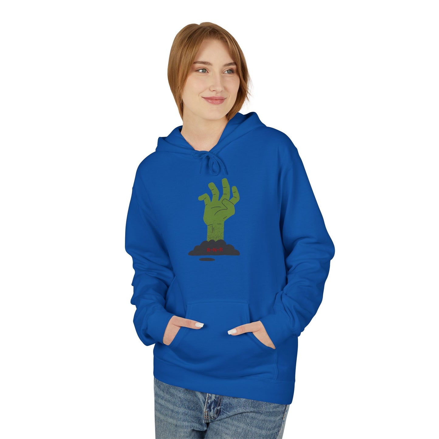 Zombie Hand Graphic Hoodie, Unisex Fleece Sweatshirt, Halloween Apparel, Cozy Hoodie, Unique Gift for Nerds