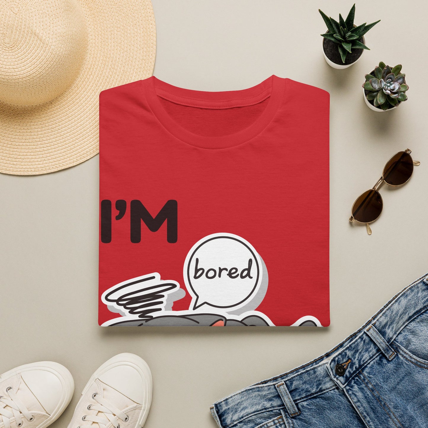 I'm Bored Sleeping Cat T-Shirt | Cute Kawaii Cat Illustration