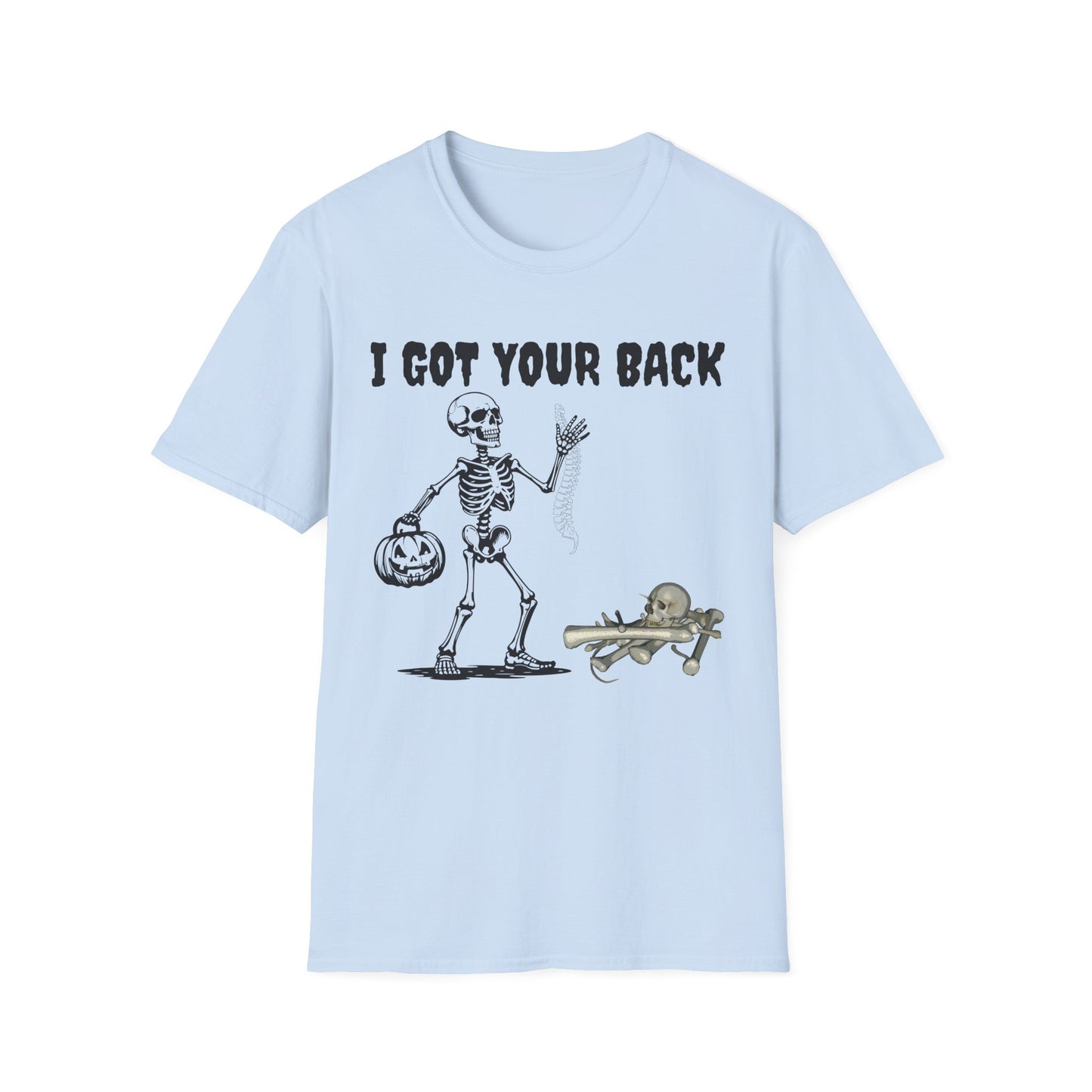 Skeleton I Got Your Back T-Shirt | Unisex Softstyle Tee for Halloween, Casual Wear, Funny Gift, Costume Party, Skeleton Theme