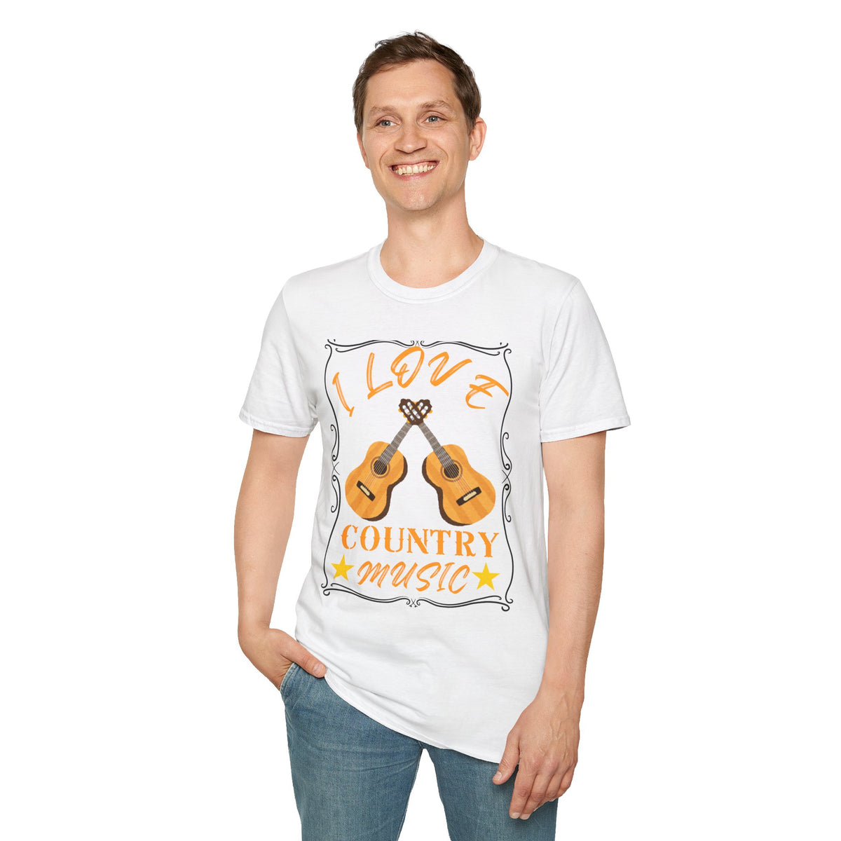 I Love Country Music T-Shirt | Acoustic Guitar Design