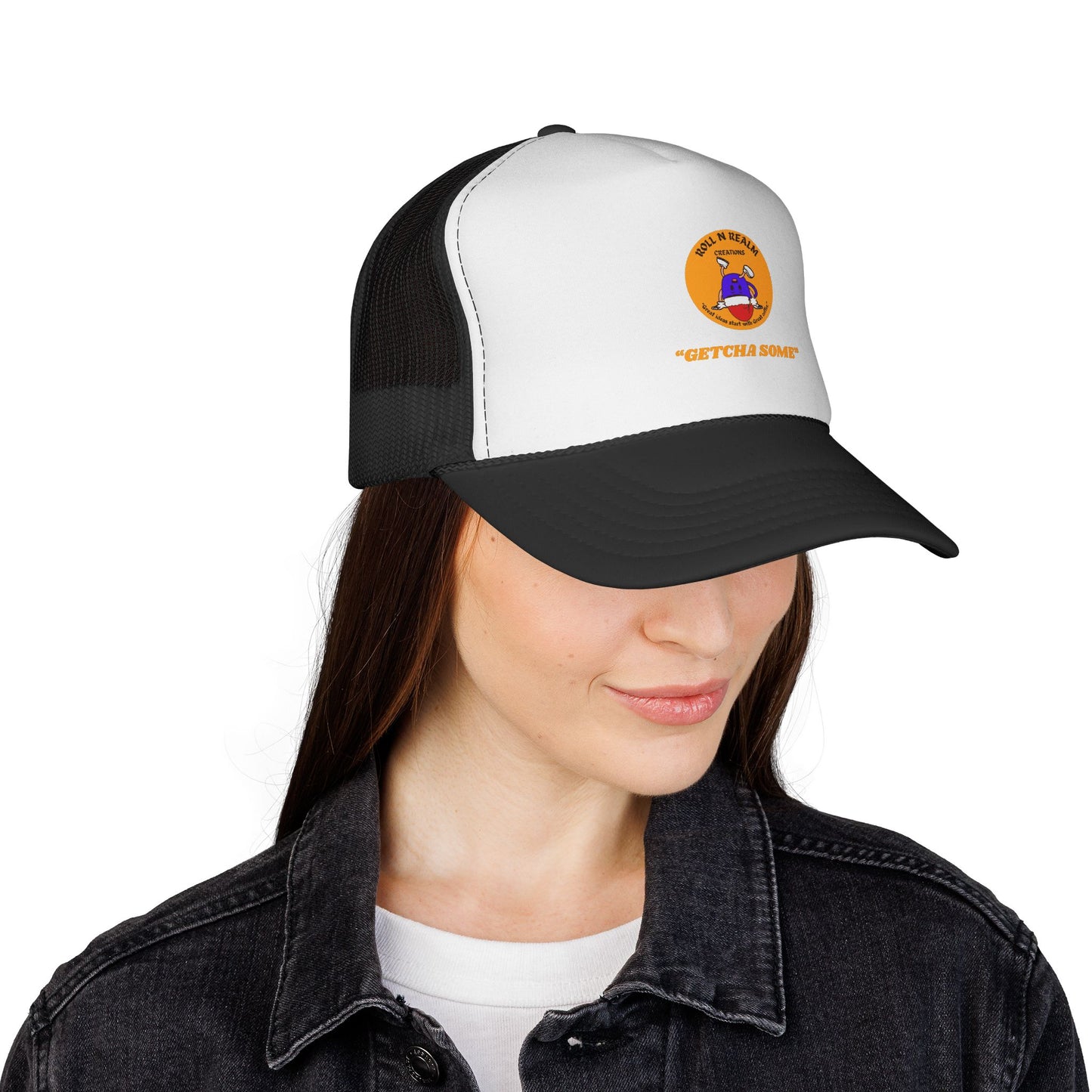 Roll R Rean's Ranch logo Trucker Cap | Red Mesh Trucker Hat