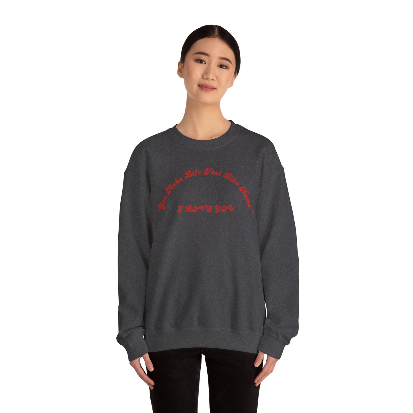 I Love You Crewneck Sweatshirt — Retro Red Script Valentine Sweatshirt