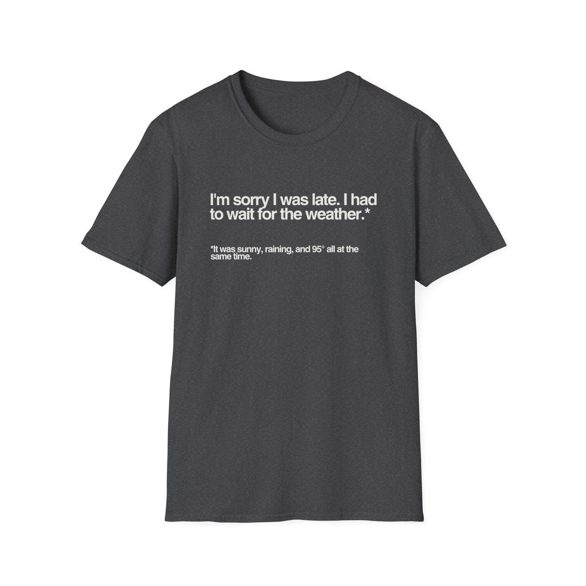 Im sorry I was late I had to wait for the weather TShirt