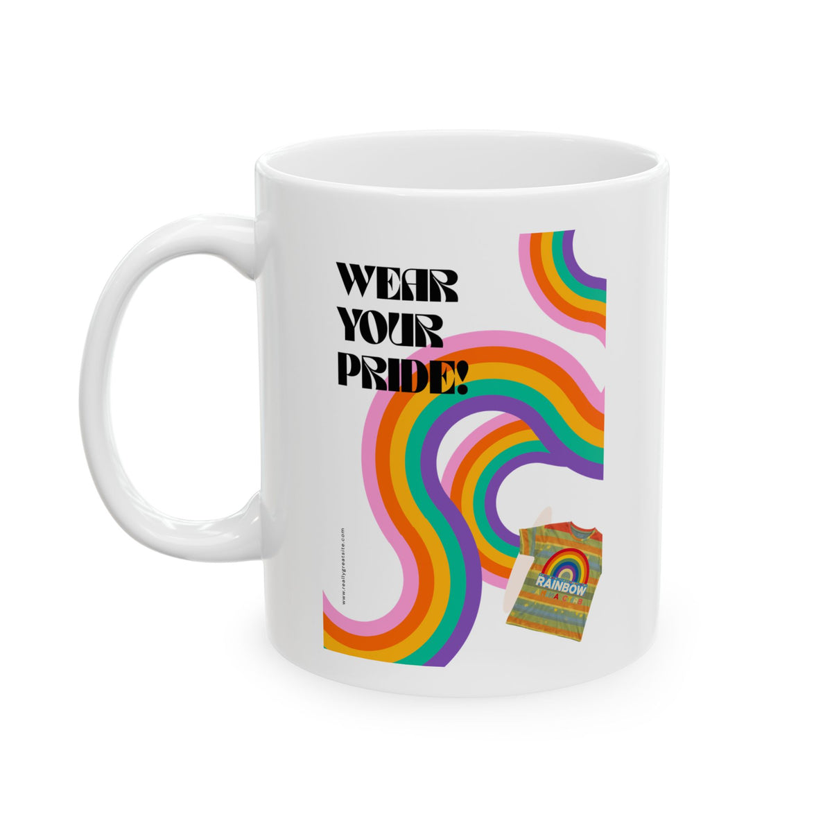 Retro Rainbow Heart mug | Ceramic Coffee Cup
