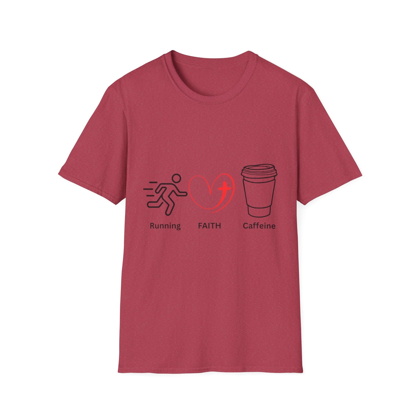 Running Faith Caffeine T-Shirt, Motivational Fitness Tee, Gift for Runners, Christian Apparel, Inspirational Workouts