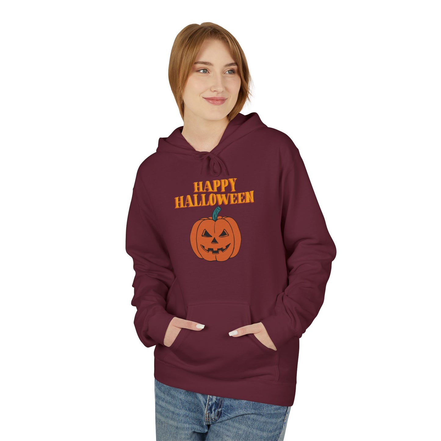 Halloween Pumpkin Hoodie, Unisex Fleece Pullover for Fall, Spooky Season Sweatshirt, October Celebration Gear, Trick or Treat Apparel
