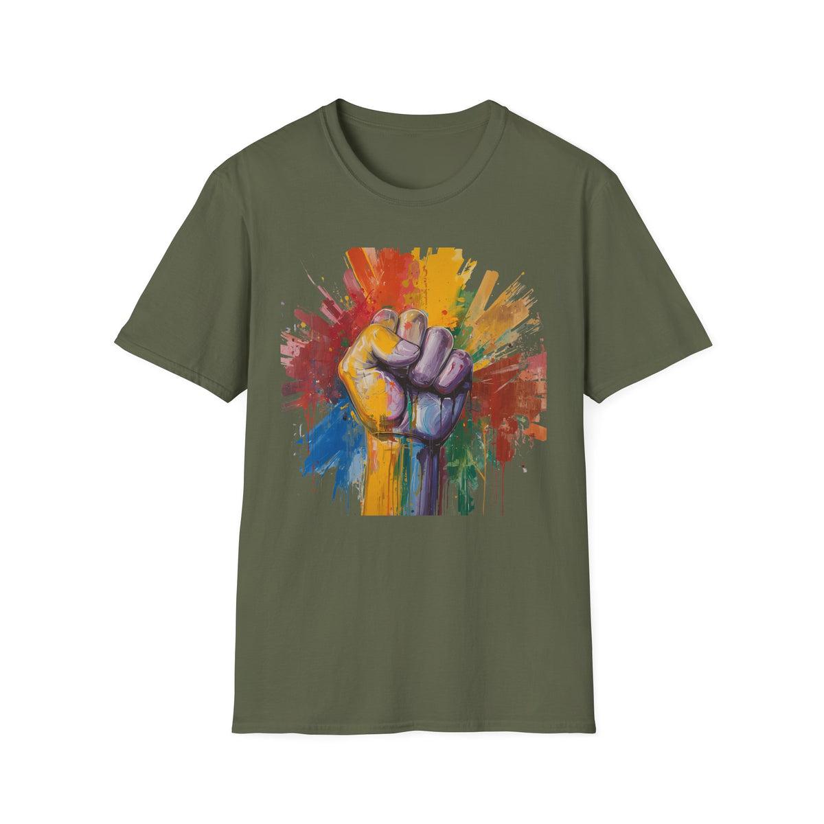 Rainbow Fist Protest Artwork T-Shirt | Pride Solidarity Graphic Tee