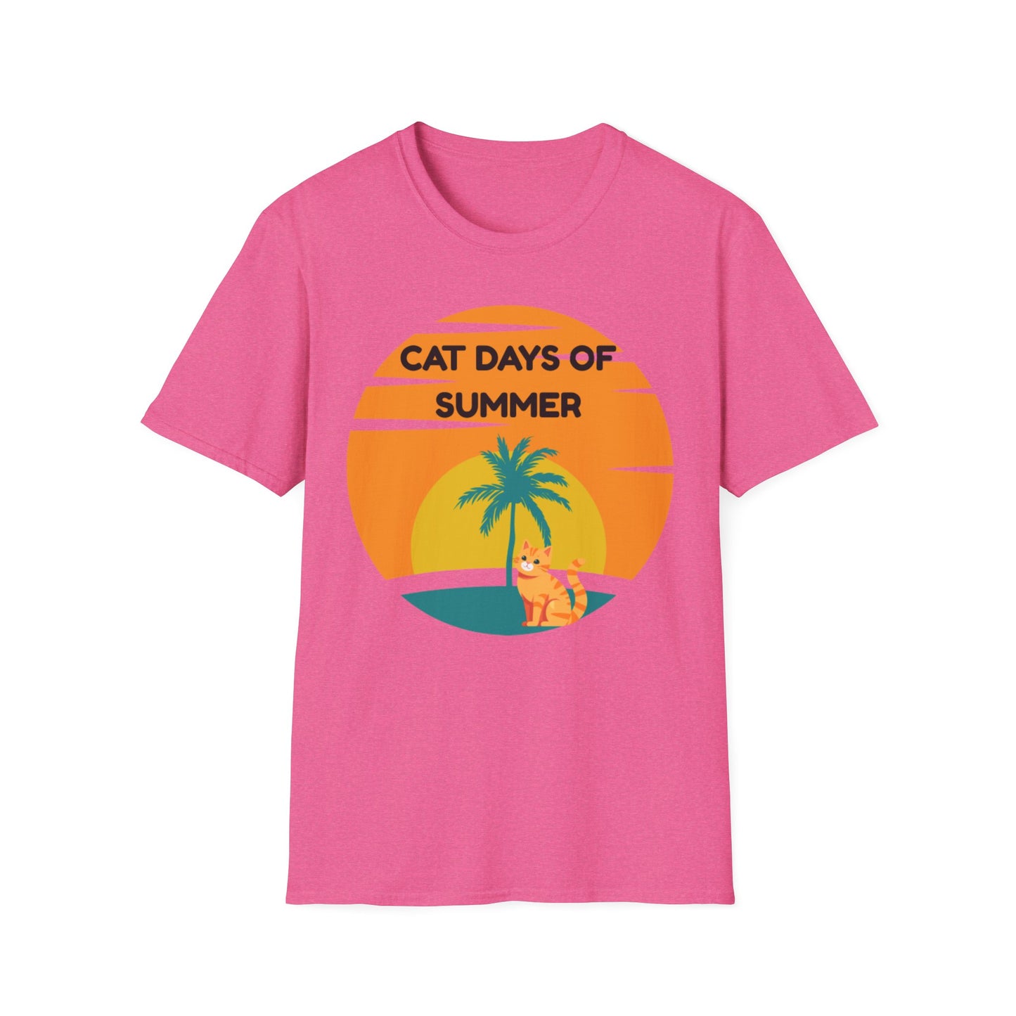 Cat Days of Summer Unisex Softstyle T-Shirt, Cute Cat Shirt, Summer Tee, Vacation Top, Animal Lover Gift, Fun Relaxed Fit