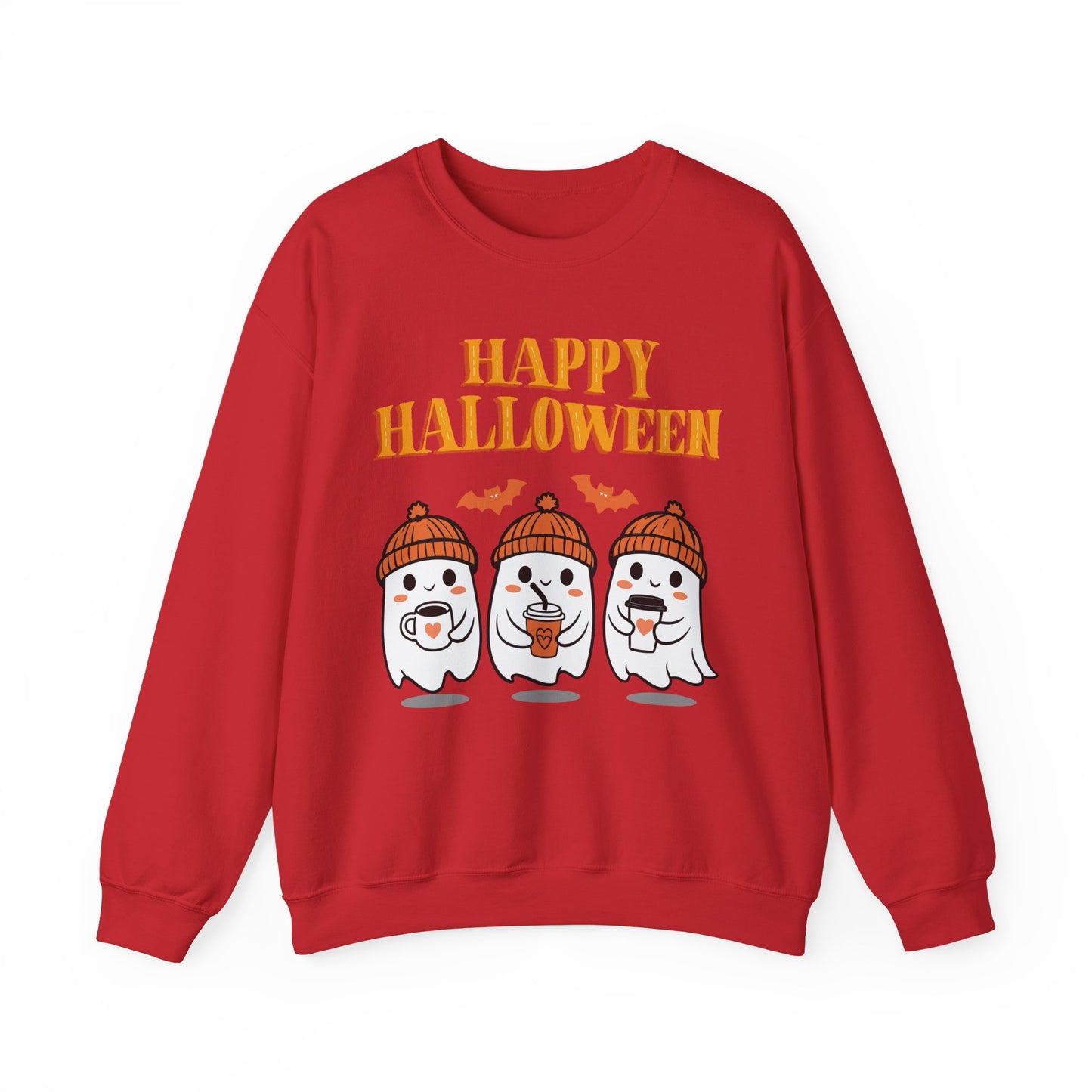 Happy Halloween Ghosts Crewneck Sweatshirt, Cozy Fall Apparel, Unisex Halloween Sweatshirt, Spooky Season Gift, Cute Pumpkin Design