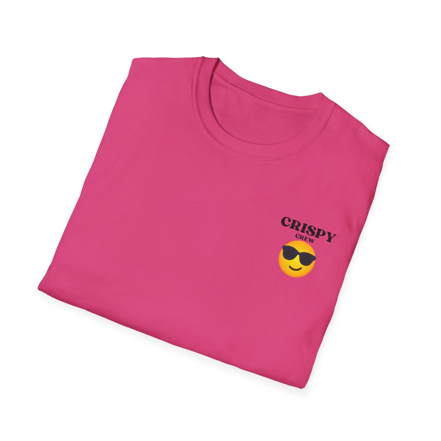 Crispy Crew Unisex Softstyle T-Shirt, Funny Emoji Tee, Casual Summer Shirt, Gift for Friends, Relaxed Fit Clothing