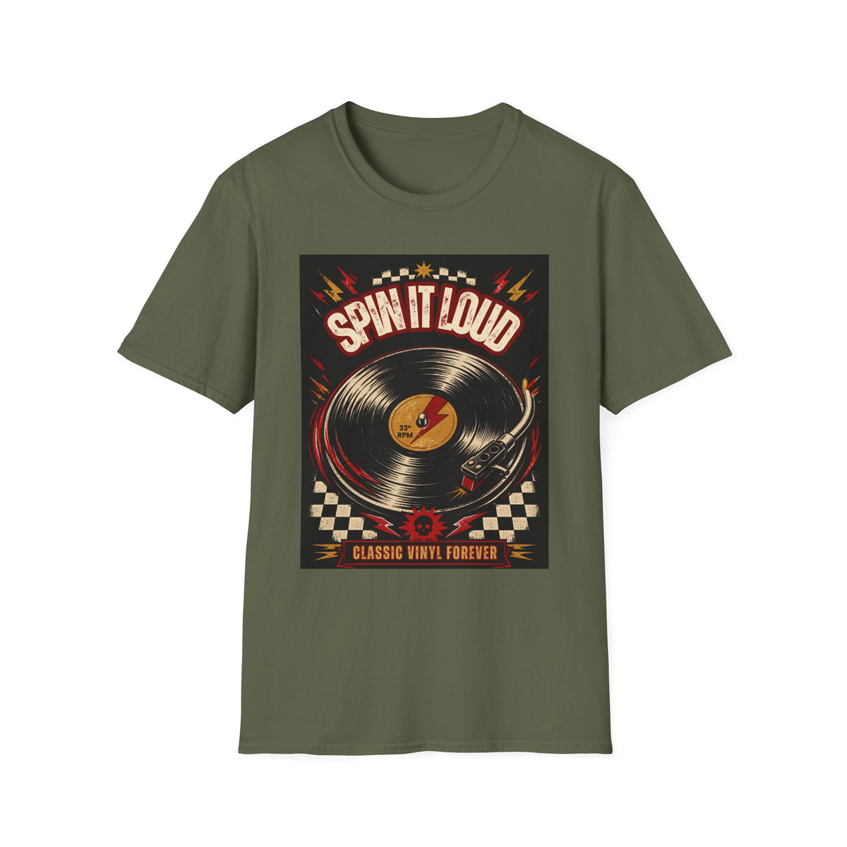 Spin It Loud Vinyl Record T-Shirt | Retro Music Graphic Tee