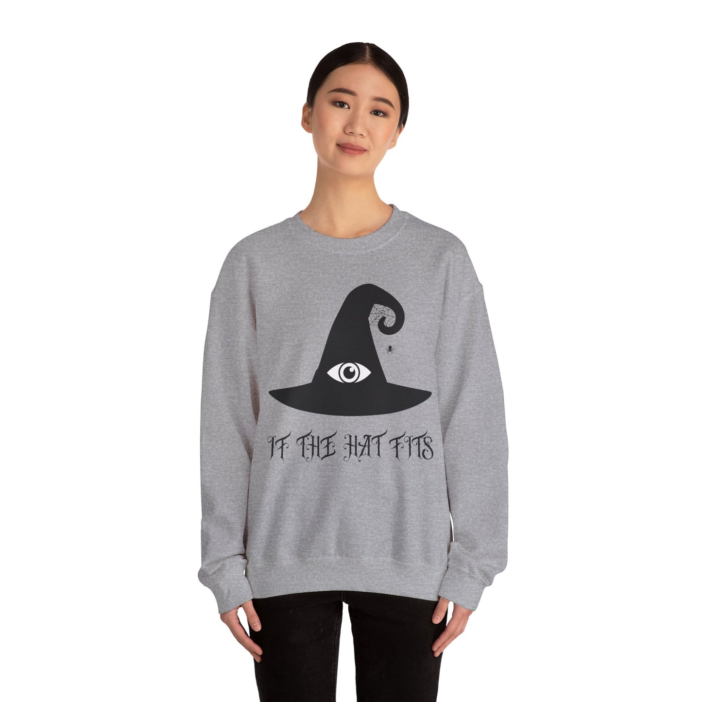 Halloween Unisex Sweatshirt - If The Hat Fits, Cozy Fall Wear, Witchy Vibe Apparel, Perfect for Spooky Season, Gift for Occasions