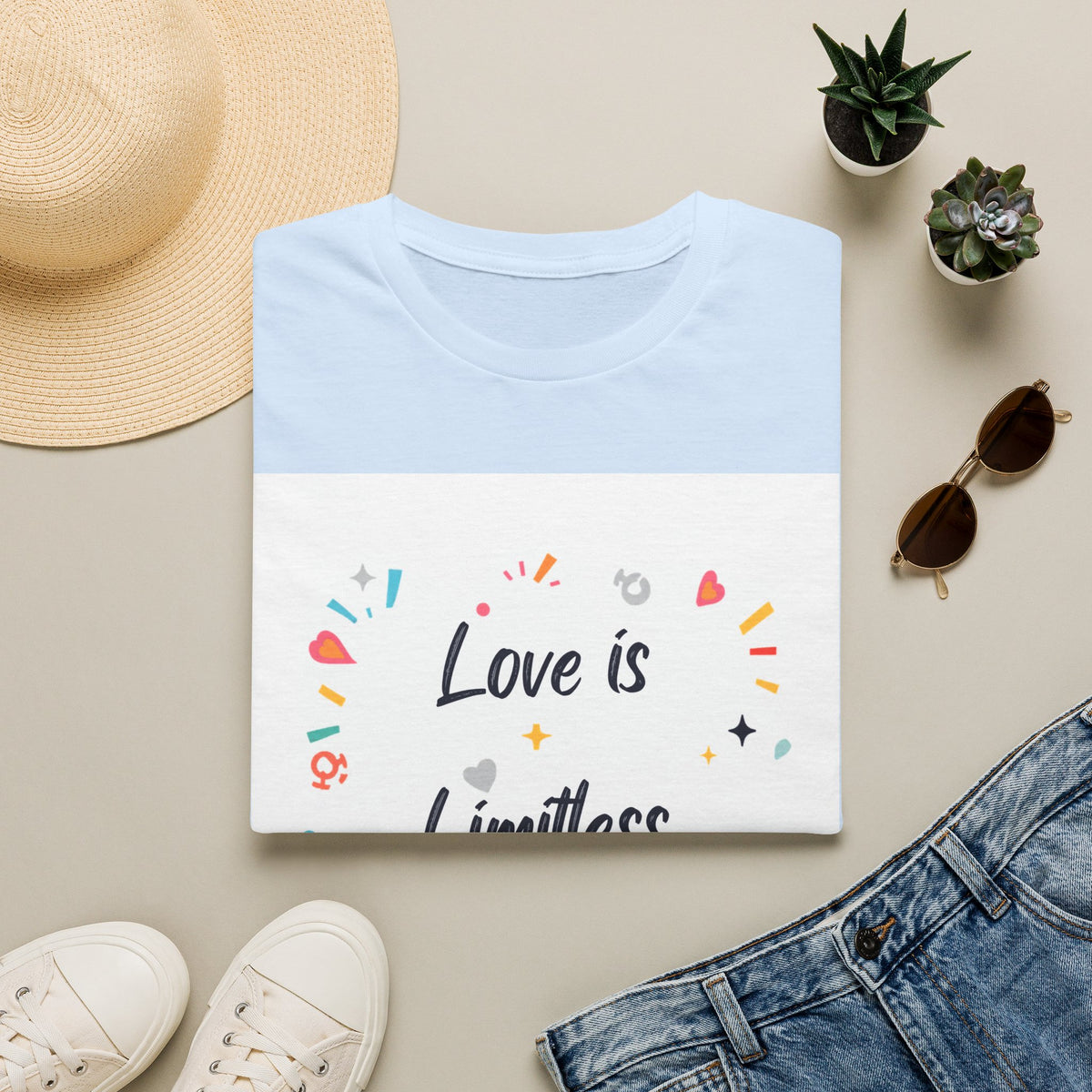Love Is Limitless T-Shirt | Inspirational Pride Rainbow Heart Design