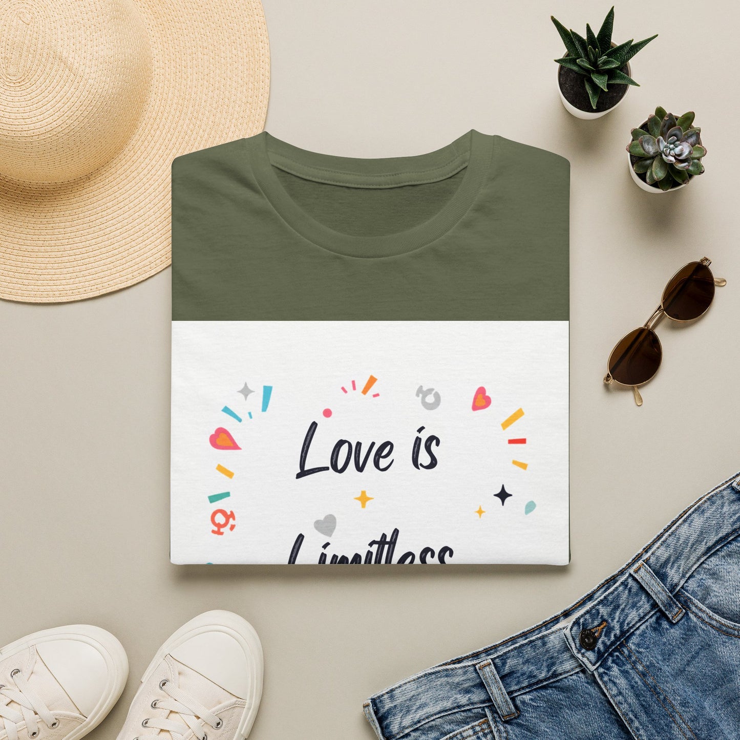 Love Is Limitless T-Shirt | Inspirational Pride Rainbow Heart Design
