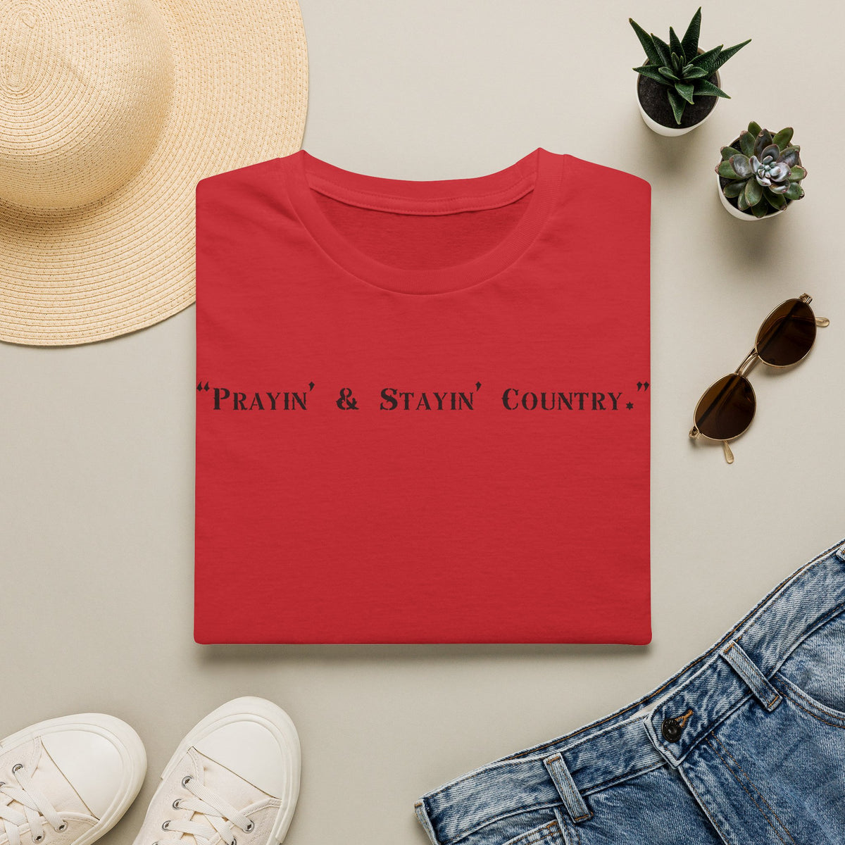 Prayin' & Stayin' Country T Shirt | Country Faith Typography Tee
