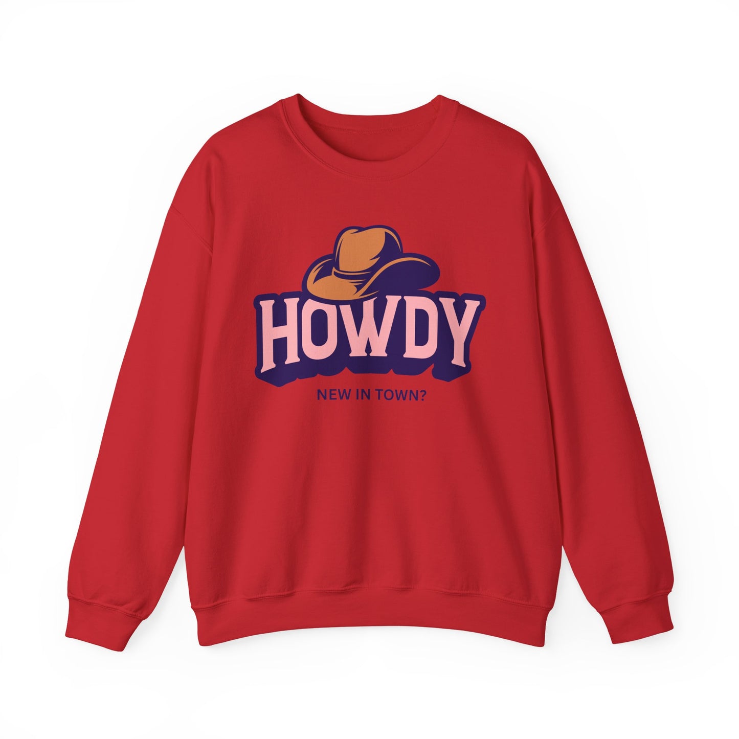 Howdy Cowboy Hat crewneck sweatshirt | Western graphic, New in Town text