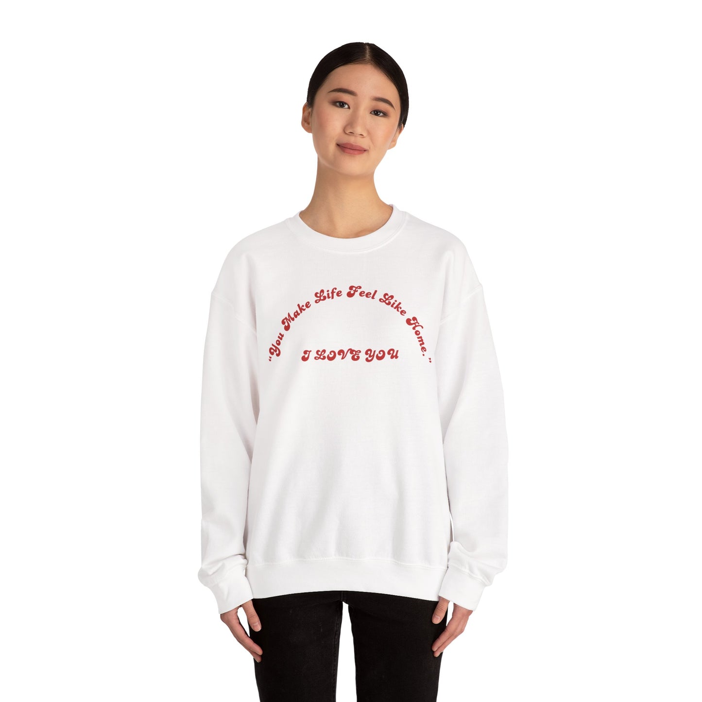 I Love You Crewneck Sweatshirt — Retro Red Script Valentine Sweatshirt