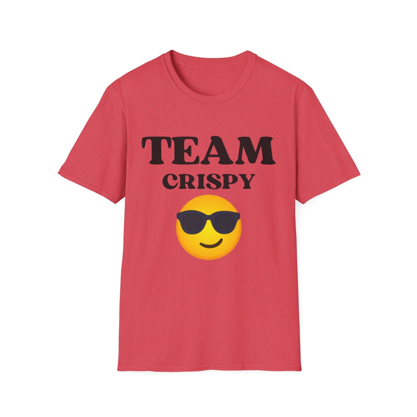 Retro Team Crispy T-Shirt, Fun Unisex Tee for Friends, Casual Summer Shirt, Gift for Team Spirit, Emoji Graphics