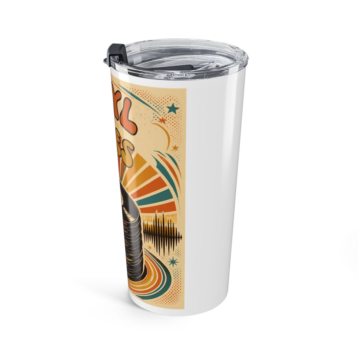 Vinyl Vibes record stack Tumbler | Retro 70s music design