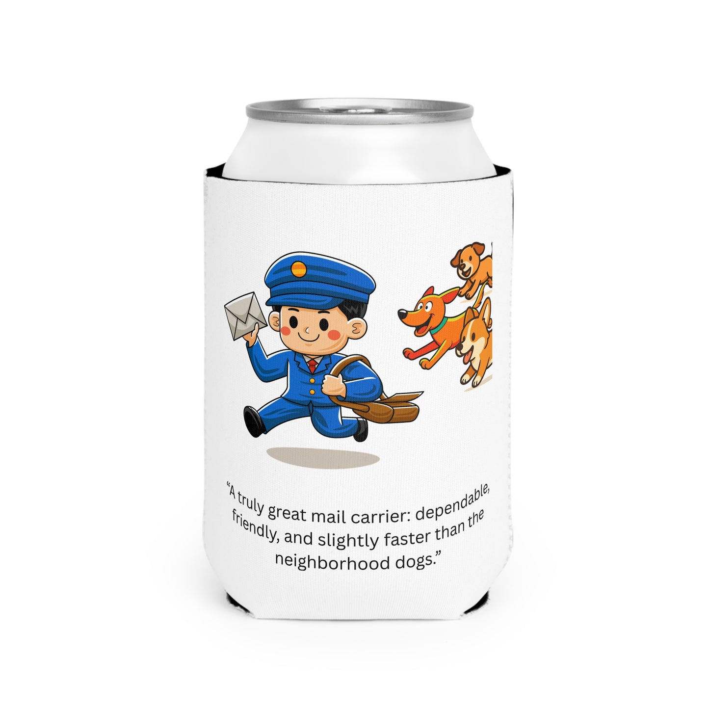 Mail Carrier Can Cooler Sleeve - Fun Gift for Postal Workers, Summer Party Accessory, Unique Beverage Holder, Dog Lover Gift, Cute Koozie