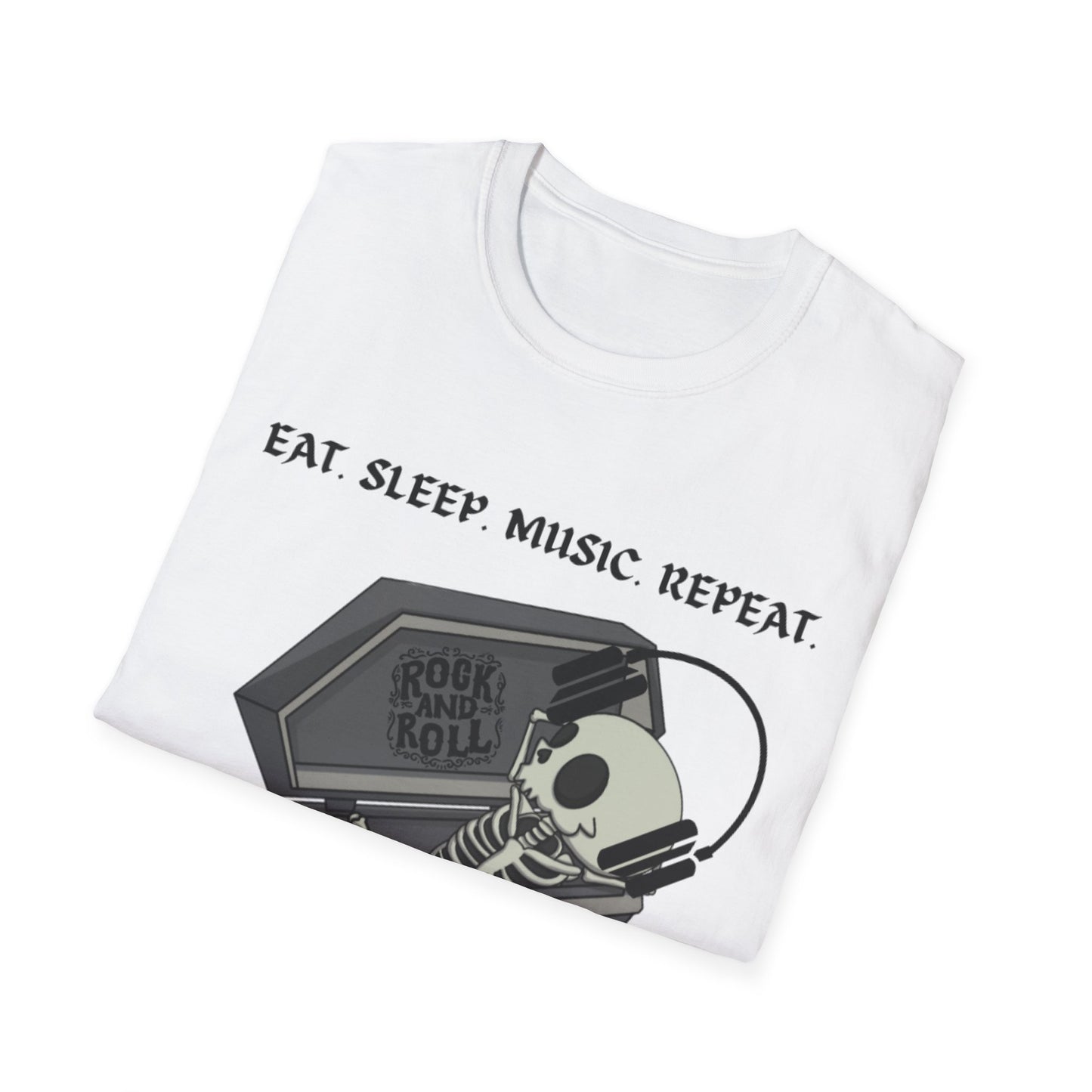 Skeleton Music Vibes Unisex Softstyle T-Shirt | Rock Music Lovers Tee, Concert Shirt, Halloween Apparel, Gift for Musicians