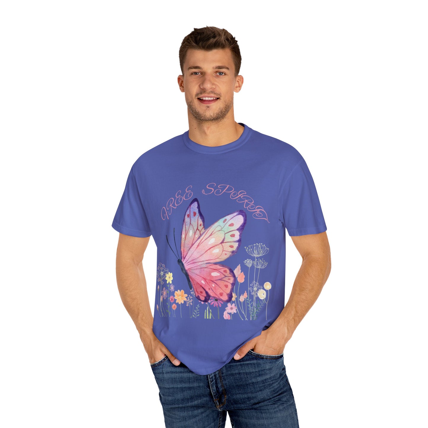 Butterfly Meadow T-Shirt, Colorful Graphic Tee for Nature Lovers, Spring Fashion, Gift for Her, Eco-Friendly Apparel