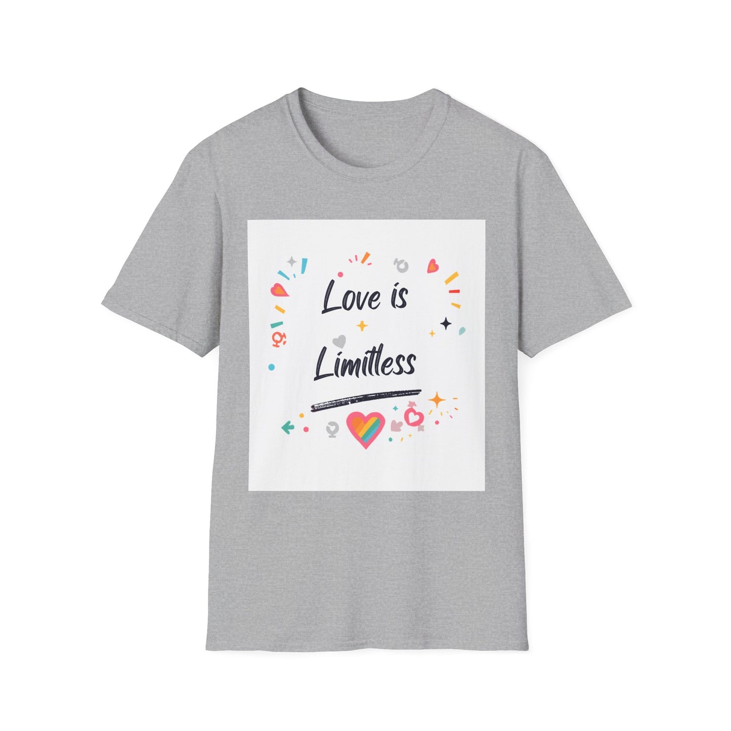 Love Is Limitless T-Shirt | Inspirational Pride Rainbow Heart Design