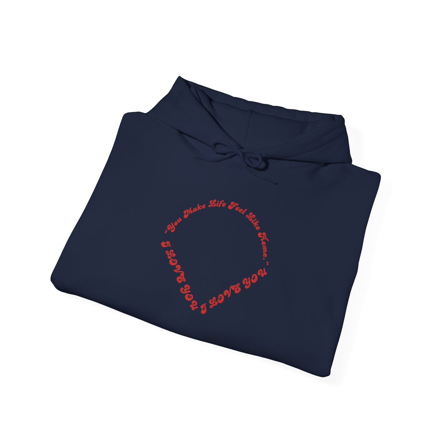 Heart Script Hoodie — Minimal Heart Text Graphic Pullover