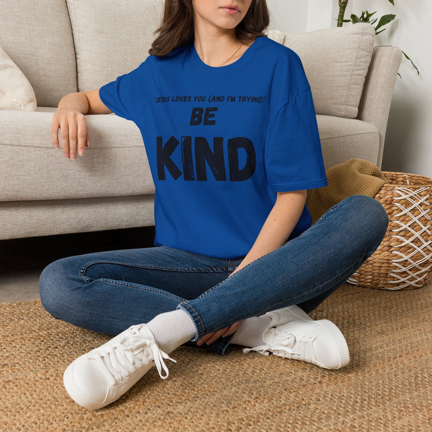 Jesus Loves You (And I'm Trying) Be Kind T Shirt | Christian Faith Message. Great gift for friends.