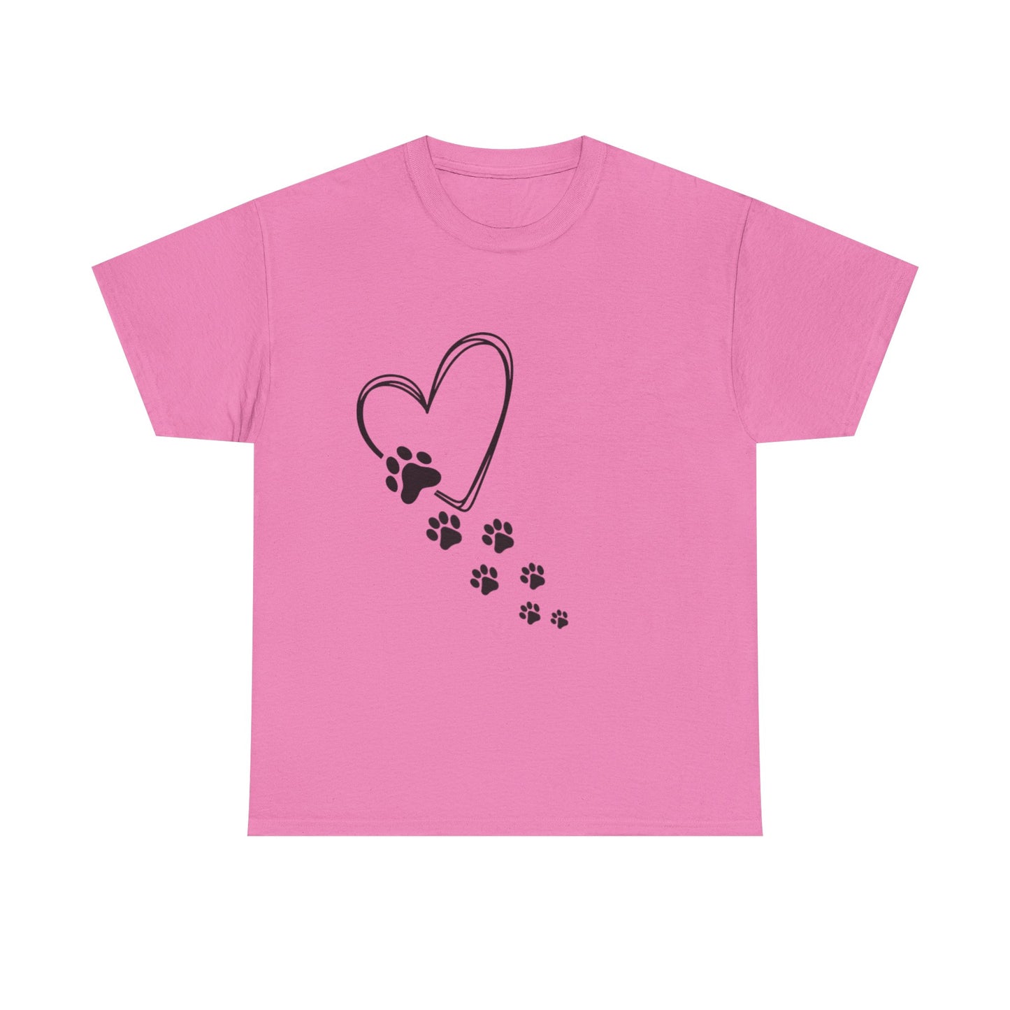 Paw Print Heart Unisex Heavy Cotton Tee, Pet Lover Gift, Animal Adoption Awareness, Dog Mom Shirt, Casual Everyday Wear, Perfect for