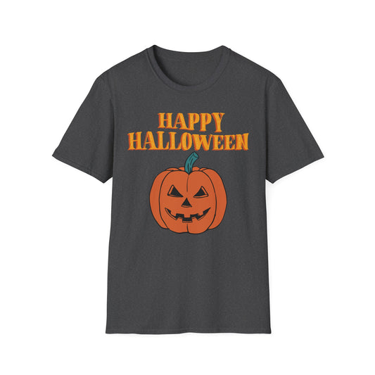 Happy Halloween Pumpkin Unisex T-Shirt, Halloween Apparel, Fall Outfit, Pumpkin Shirt, Spooky Season Tee, Gift for Halloween Lovers
