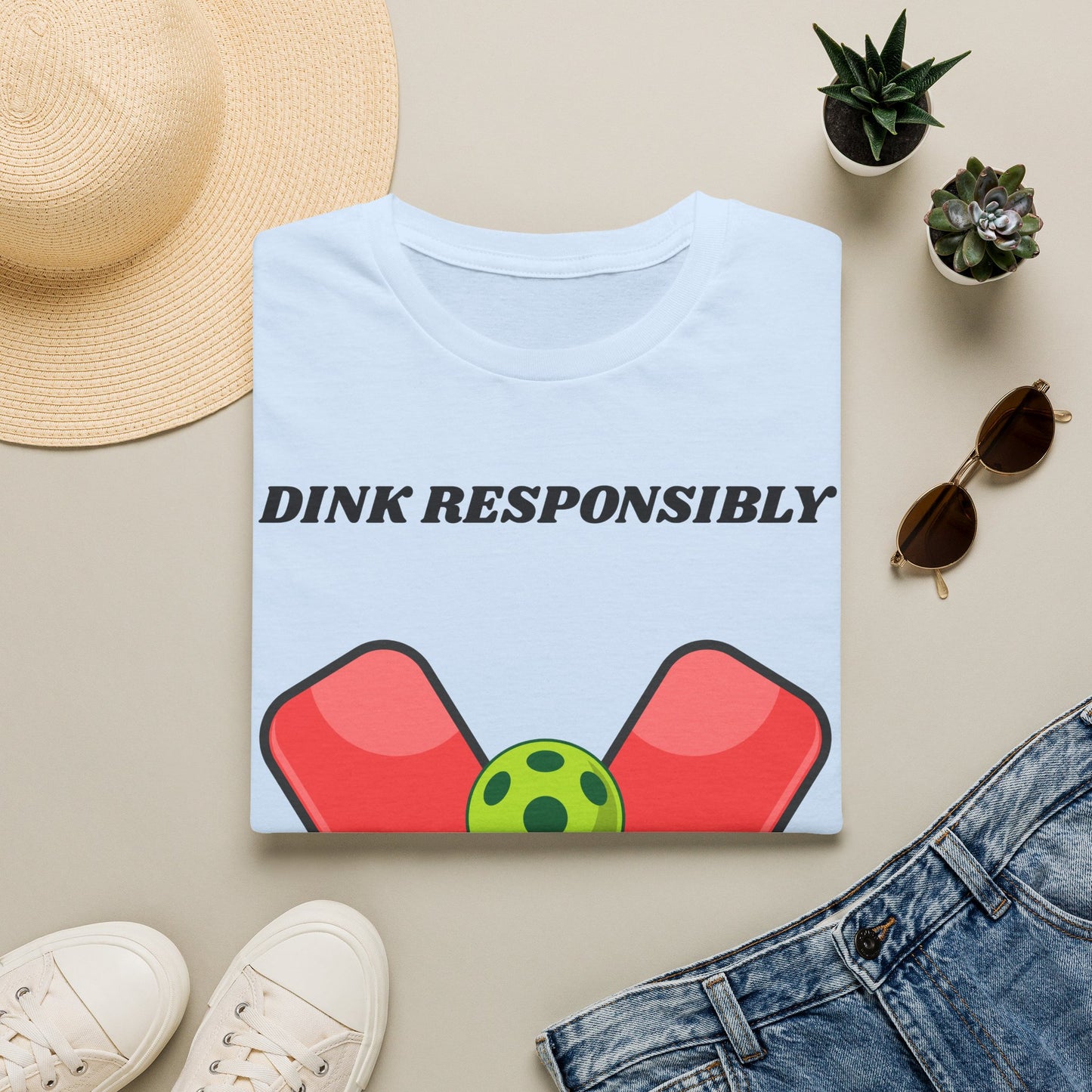 Dink Responsibly pickleball paddles and ball T-Shirt | Pickleball graphic tee
