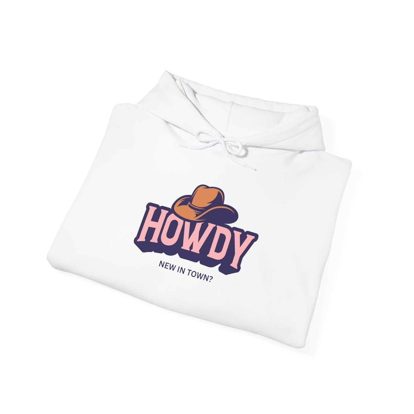 Howdy Cowboy graphic Hoodie | Western hat illustration, retro script