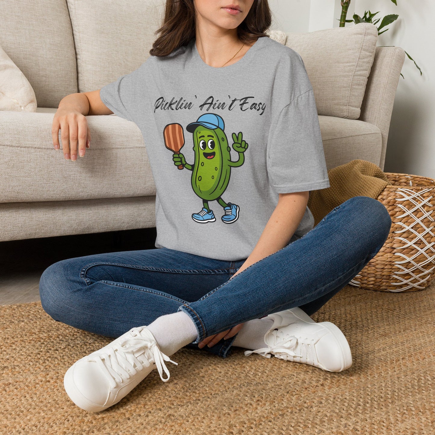 Picklin Ain't Easy Pickle Character T-Shirt | Cartoon Pickle with Paddle
