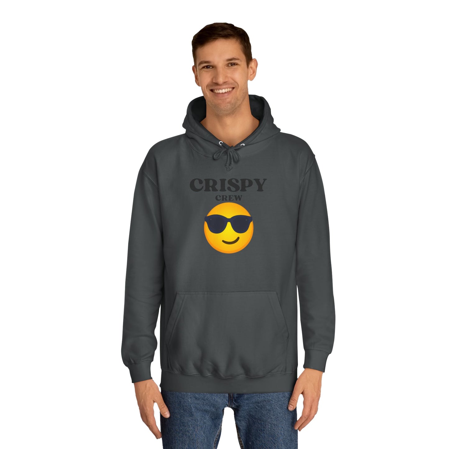 Crispy Crew Unisex College Hoodie, Funny Sweatshirt, Gift for Students, Casual Apparel, College Life Hoodie, Emojis, Comfortable Wear