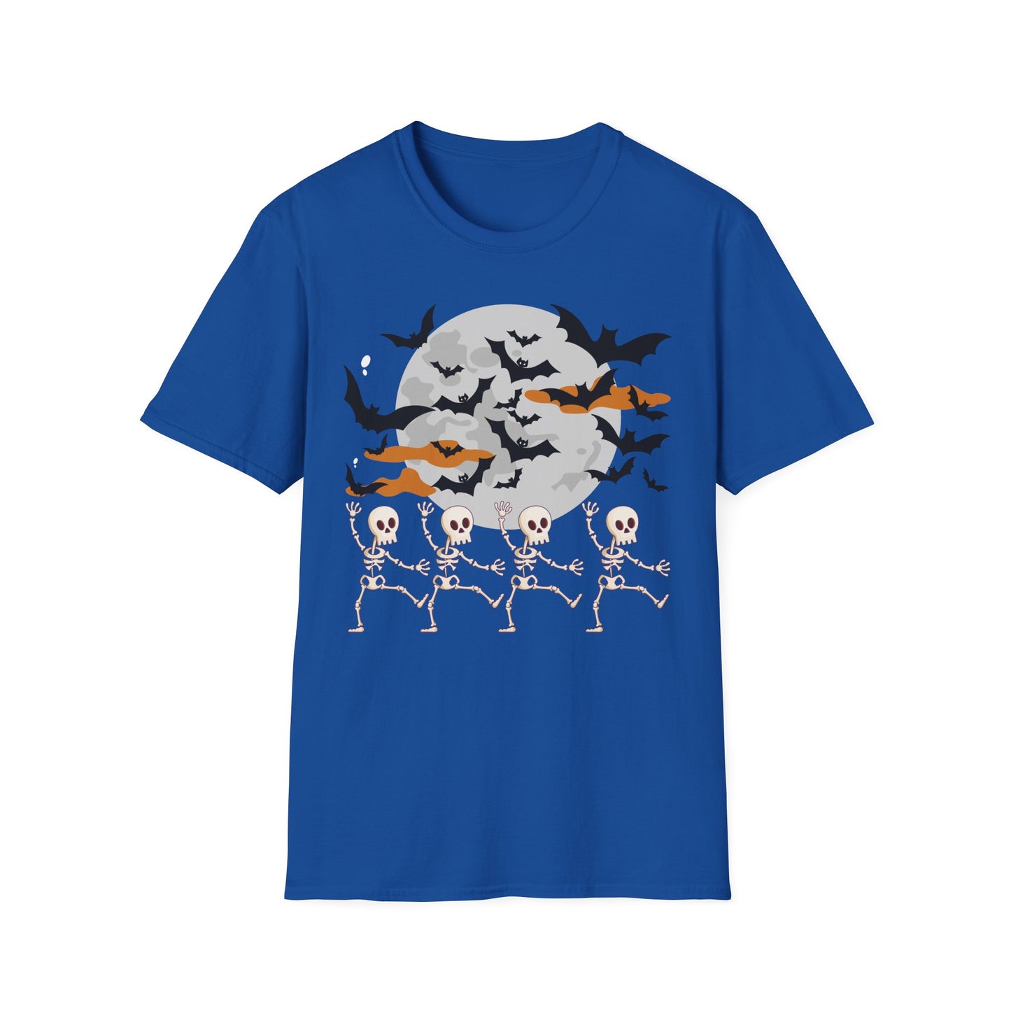 Halloween Skeleton Dance T-Shirt, Unisex Tee for Halloween Parties, Spooky Season Shirt, Cute Skeleton Design, Fun Graphic Tee