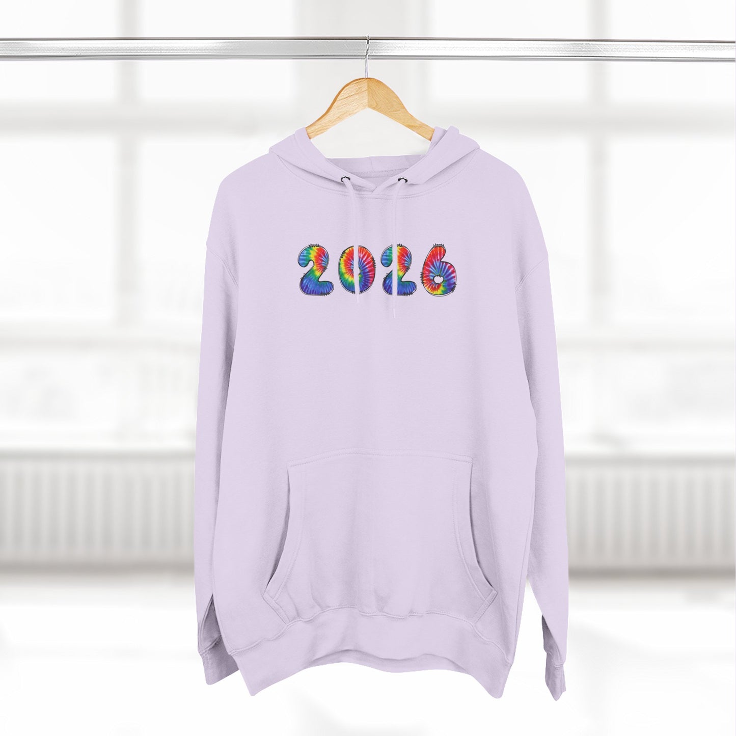 2026 Colorful Tie Dye Numbers Hoodie | New Year Retro Rainbow Design