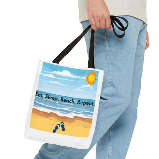 Beach Vibes Tote Bag - Eat Sleep Beach Repeat, Summer Bag, Vacation Essentials, Eco-friendly Tote, Beach Gift