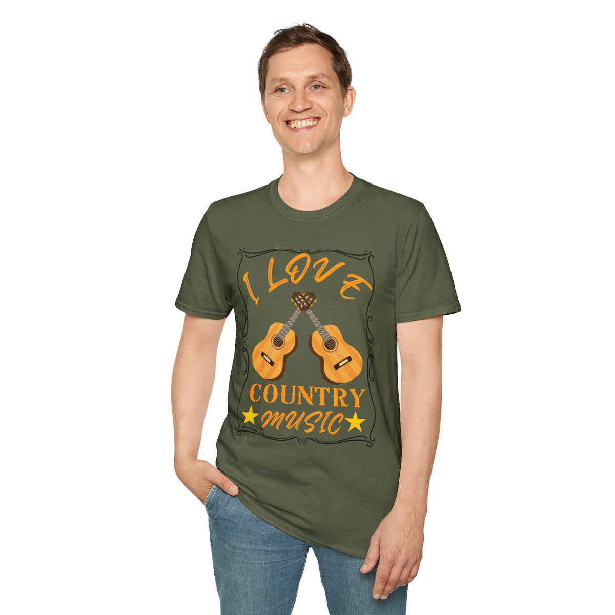 I Love Country Music T-Shirt | Acoustic Guitar Design