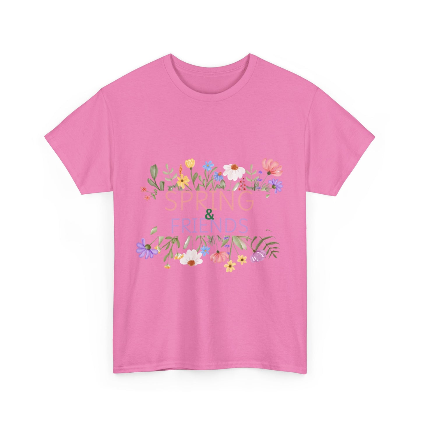 Spring & Friends Floral Unisex Heavy Cotton Tee | Casual Wear, Spring Outfit, Gift for Her, Nature Lover Shirt, Eco-Friendly Tee