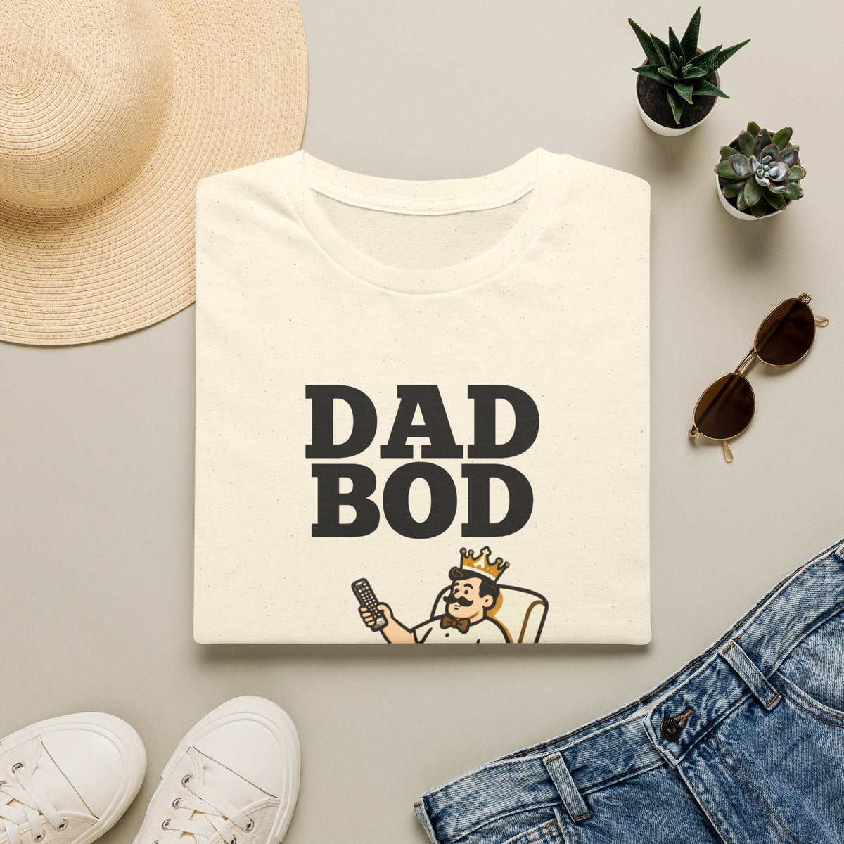 Dad Bod King illustration T-Shirt | Father Figure typography tee