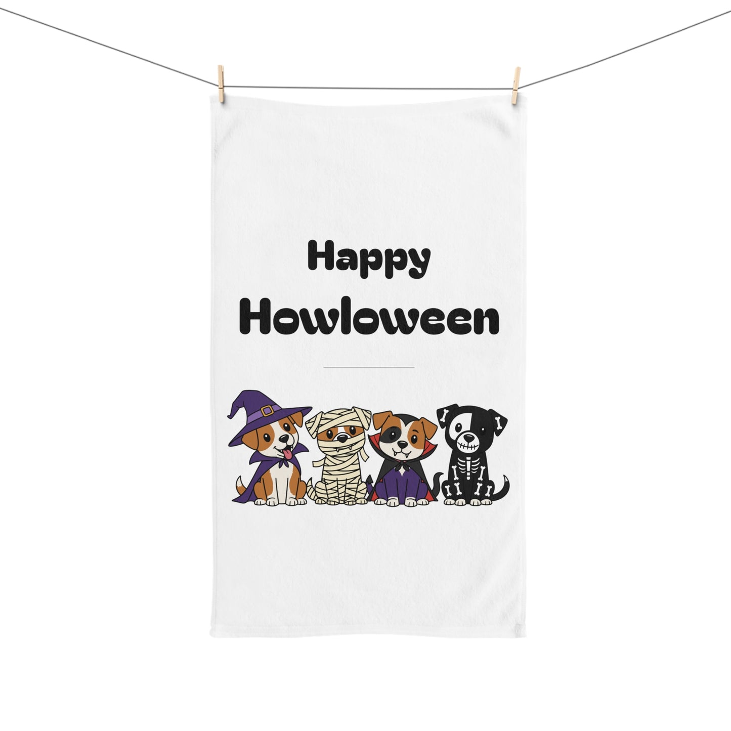 Halloween Dog Hand Towel, Funny Dog Towel, Pet Lover Gift, Kitchen Decor, Holiday Bath Towel, Howloween Decoration