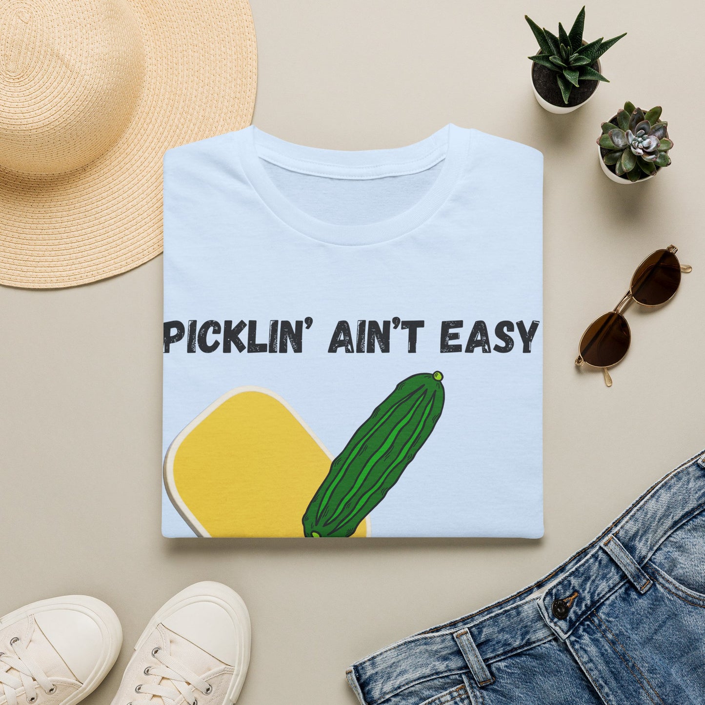 Picklin' Ain't Easy Pickleball Paddle T-Shirt | Funny Pickleball Shirt