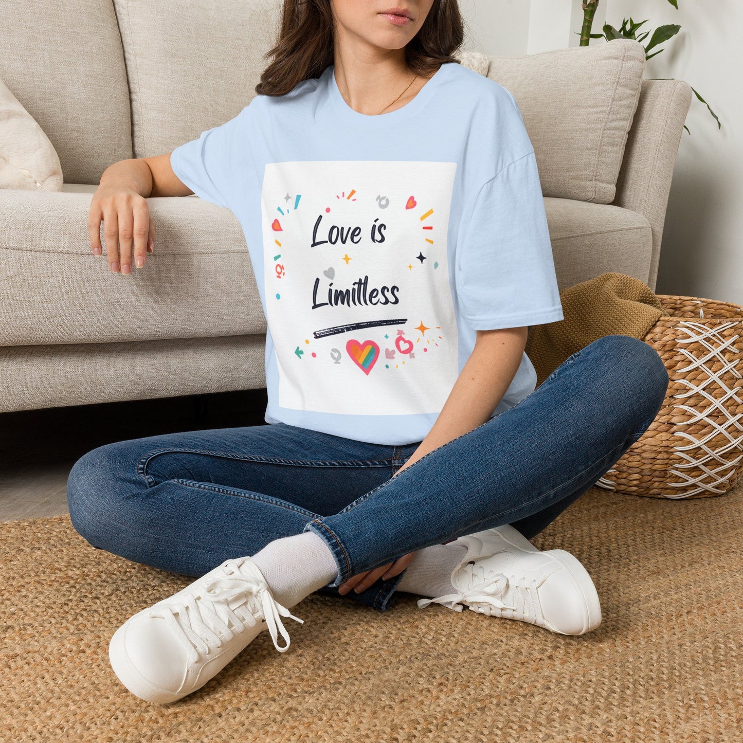Love Is Limitless T-Shirt | Inspirational Pride Rainbow Heart Design