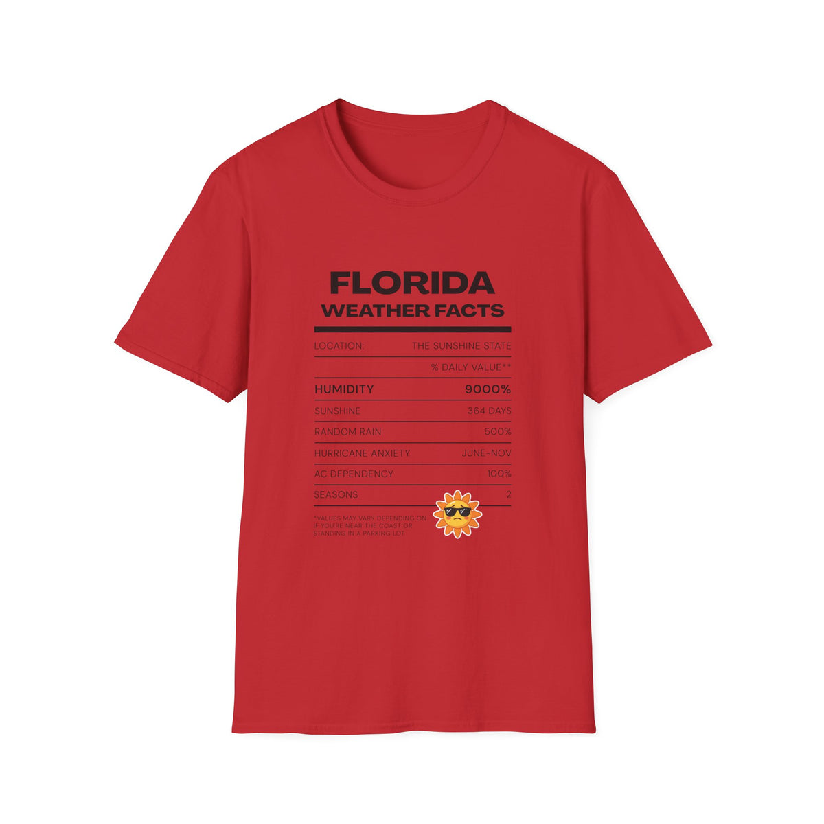 Florida Weather Facts T-Shirt | Humidity 9000% Graphic Tee
