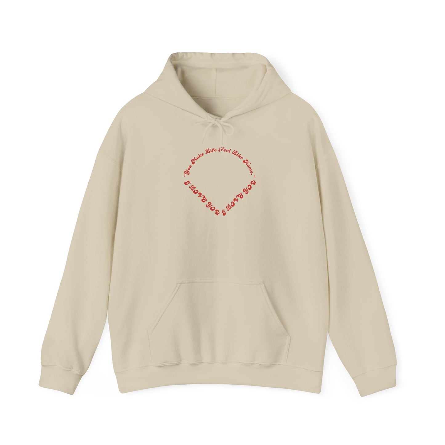 Heart Script Hoodie — Minimal Heart Text Graphic Pullover