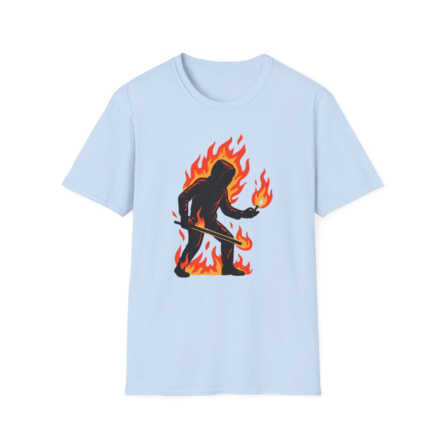 Flaming Sasquatch Illustration T-Shirt | Fire Bigfoot Graphic Tee